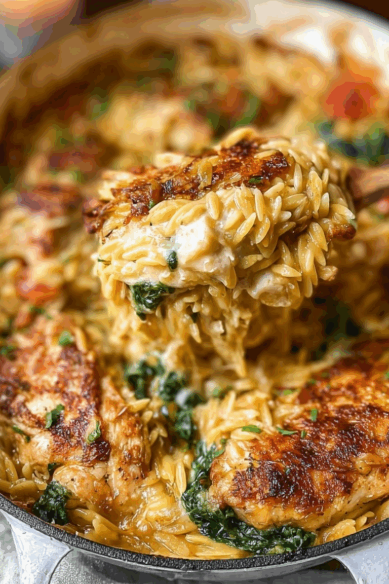 Monterey Chicken One Pan Orzo in skillet